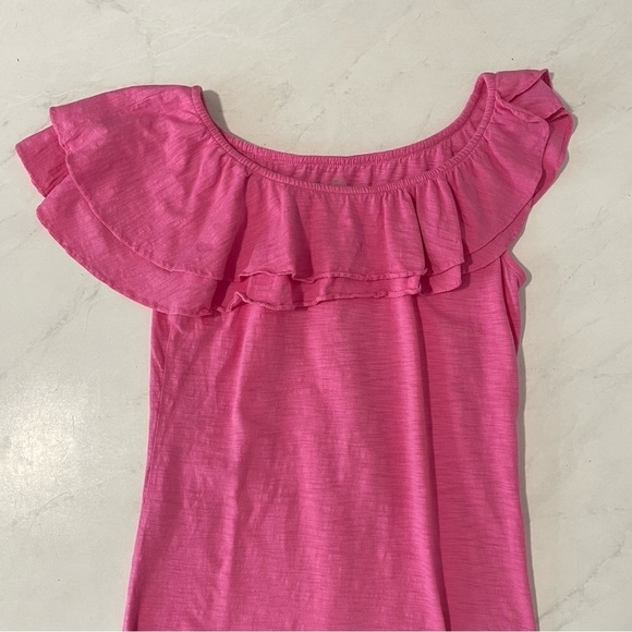Lilly Pulitzer Hot Pink Asymmetric Ruffle Shoulder Top Size XS - Picture 3 of 6